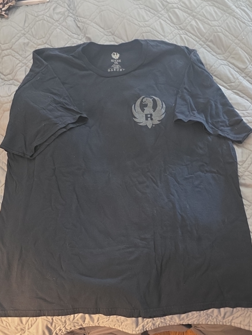 Kruger Black Short-Sleeve Tee with Gray Chest Emblem